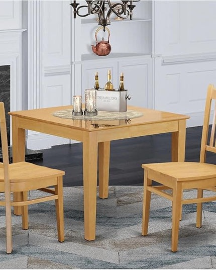 East West Furniture OXGR3-OAK-W Oxford 3 Piece Set Contains a Square Dinner Table and 2 Kitchen Dining Chairs, 36x36 Inch - LeafyLoom