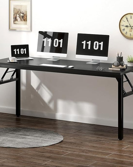 Need Computer Desk Office Desk 62 inches Folding Table with BIFMA Certification Computer Table Dining Table No Install Needed, Black - LeafyLoom