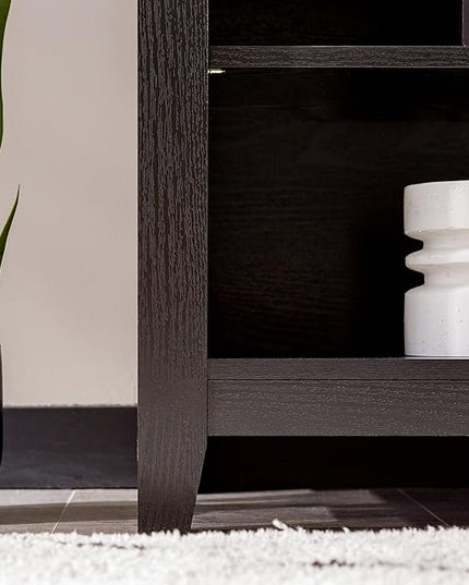 Walker Edison Wren Classic TV Console Entertainment Media Stand with Storage for Televisions up to 65 Inches, 58 Inch, Black - LeafyLoom