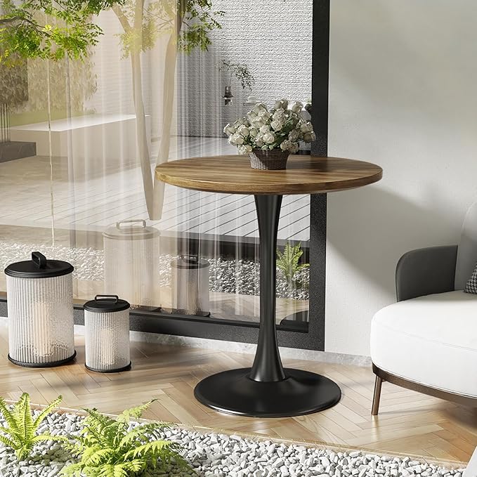 Wood Round Table Modern Dining Table Tulip Round Kitchen Table Wooden Mid Century Coffee Table for Living Room 31.5 inch - LeafyLoom