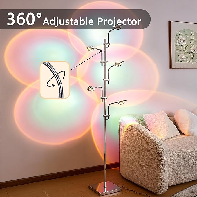 Unique 5 Multi Head Sunset Lamp Projector LED Corner Floor Lamps for Live Ambient Lighting in Living Rooms, Bedrooms, Dining Rooms and Bars Mood Lighting - LeafyLoom