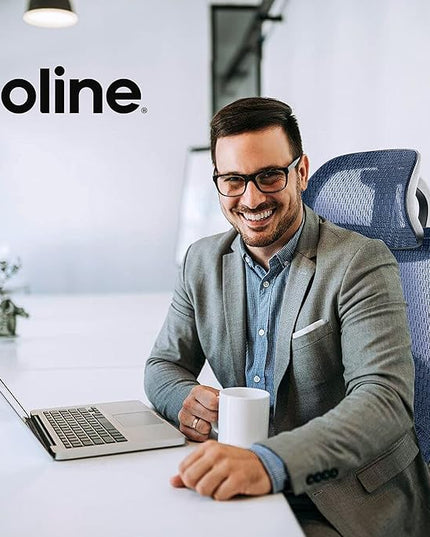 Oline ErgoPro Ergonomic Office Chair - Rolling Desk Chair with 4D Adjustable Armrest, 3D Lumbar Support and Blade Wheels - Mesh Computer Chair, Gaming Chairs, Executive Swivel Chair (Navy Blue) - LeafyLoom