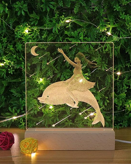 2Pack 6 inch Wood Rectangle Display Pedestal,Wooden Rectangle Led Lights Display Base for Acrylic and Plexiglass,Wood Night LED Light Lamp Base - LeafyLoom