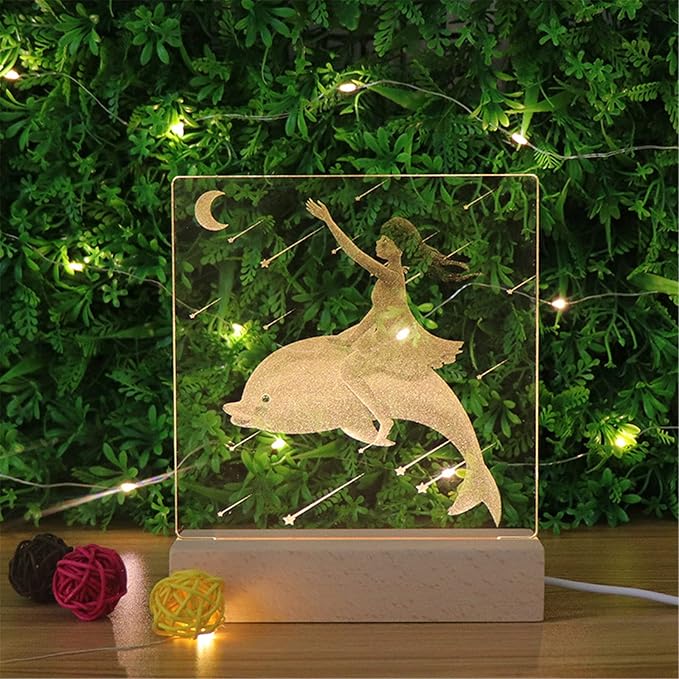 2Pack 6 inch Wood Rectangle Display Pedestal,Wooden Rectangle Led Lights Display Base for Acrylic and Plexiglass,Wood Night LED Light Lamp Base - LeafyLoom