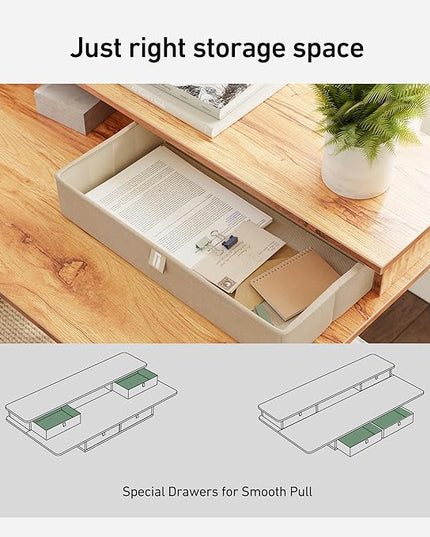 FEZIBO Sturdy Height Adjustable Electric Standing Desk with Drawers, 48 x 24 Inch Stand Up Table with Large Storage Shelf, Sit Stand Desk, Light Rustic Brown Top - LeafyLoom