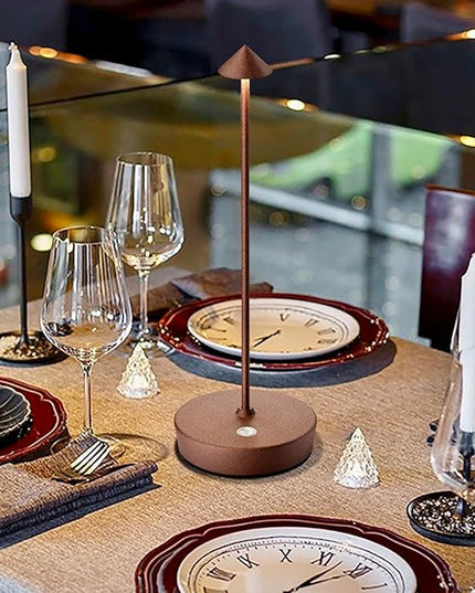 Rechargeable Cordless Table Lamp, 6000mAh LED Battery Operated Desk Lamp Touch 3 Color Stepless Dimming Portable Outdoor Waterproof Table Light for Patio/Restaurant/Dining/Home (Rust) - LeafyLoom