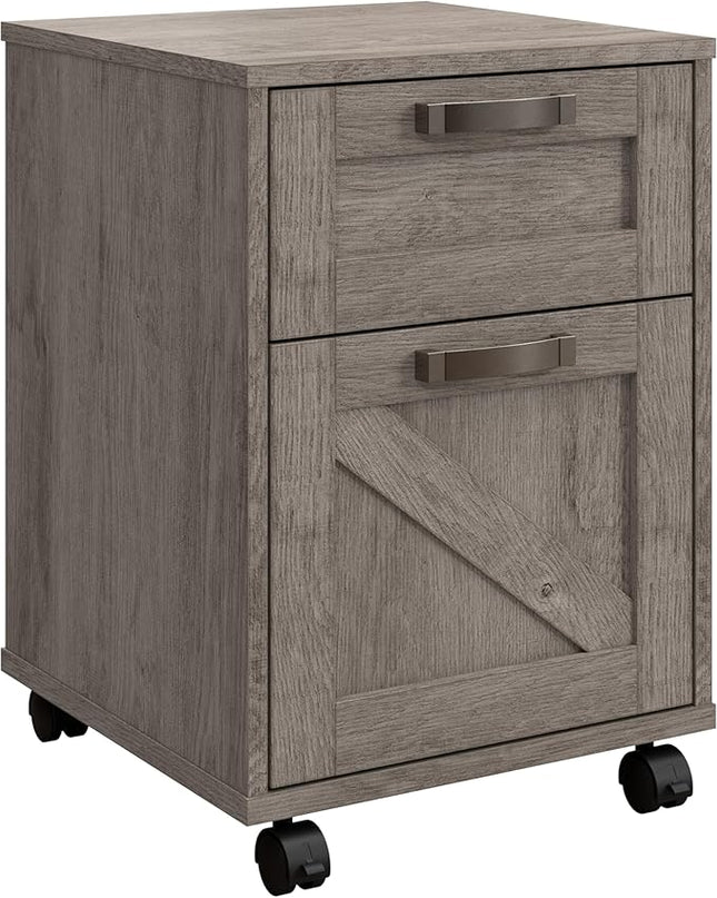 Bush Furniture Knoxville 2 Drawer Mobile File Cabinet, Rolling Document Storage for Home Office, Restored Gray - LeafyLoom