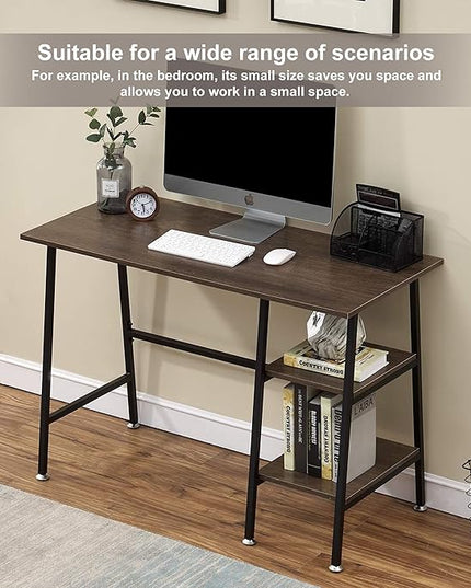 VECELO 43 Inch Home Office Computer Easy to Assemble Simple Table Modern Student Study Desk,Water Proof, Brown - LeafyLoom