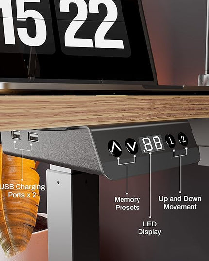 EUREKA ERGONOMIC Standing Desk with Keyboard Tray, Computer Desk, 61" L Shaped Electric Adjustable Height Desk w Monitor Stand LED, Corner Sit Stand Desk Gaming Desk, Dual Motor,Left/Rustic Brown - LeafyLoom