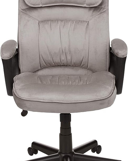 Amazon Basics Classic Office Desk Computer Chair - Adjustable, Swiveling, Ultra-Soft Microfiber, Lumbar Support, 28"D x 25"W x 43.5"H, Light Gray - LeafyLoom