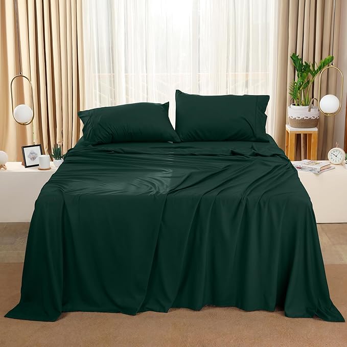 Utopia Bedding King Bed Sheets Set - 4 Piece Bedding - Brushed Microfiber - Shrinkage and Fade Resistant - Easy Care (King, Emerald) - LeafyLoom