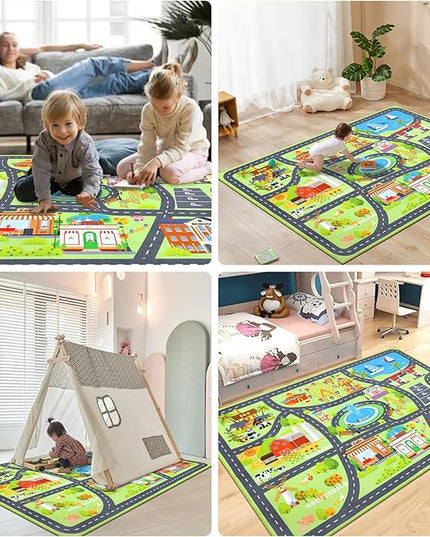 HEBE Kids Play Rug 4'x6' ABC Alphabet Numbers Shapes Educational Kid Area Rug Washable Baby Crawling Mat Non Slip Kid Play Mat Carpet for Girl Boy Bedroom Playroom - LeafyLoom