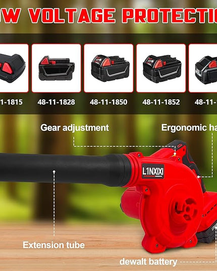 Cordless Leaf Blower for Milwaukee M18 Battery,2-in-1 Handle Electric Blower + Vacuum Cleaner, 6 Variable Speed Up to 180MPH,Electric Jobsite Air Blower with Brushless Motor (Only Tools) - LeafyLoom
