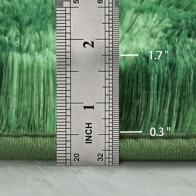 4x6 Large Area Rugs for Living Room, Super Soft Fluffy Modern Bedroom Rug, Tie-Dyed Green Indoor Shag Fuzzy Carpets for Girls Kids Nursery Room Home Decor - LeafyLoom