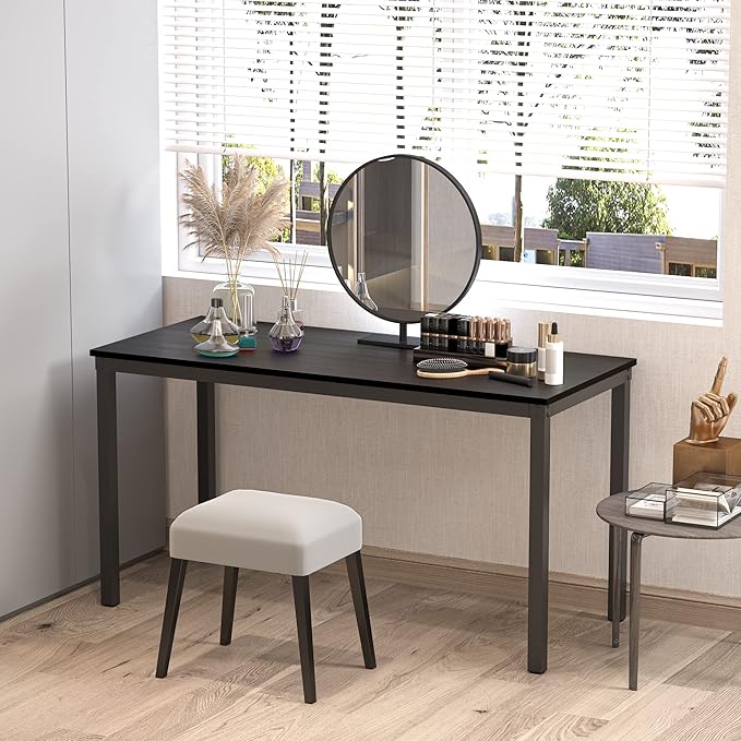 Teraves Computer Desk/Dining Table Office Desk Sturdy Writing Workstation for Home Office(39.37“, Black) - LeafyLoom