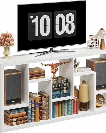 IRONCK Geometric Bookcase 6-Shelf Industrial Bookshelf White Etagere Bookcase Tall Storage Display Bookshelf with Thicken Shelf for Living Room Home Office - LeafyLoom