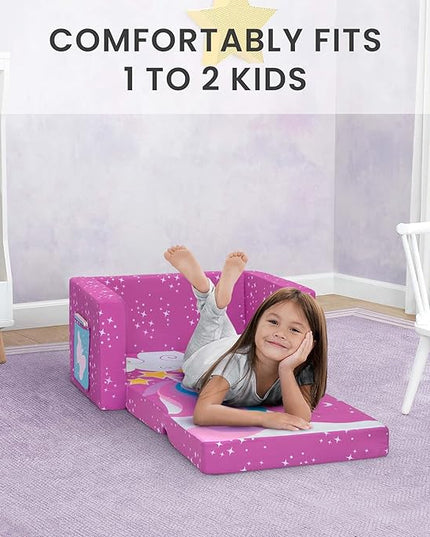 Delta Children Unicorn Cozee Flip-Out Chair For Relaxing - 2-in-1 Convertible Lightweight,Portable Chair to Lounger for Toddlers & Kids - LeafyLoom