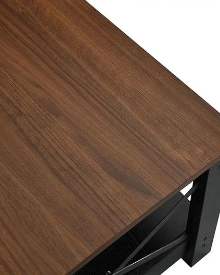 YITAHOME Coffee Table for Living Room,Modern Farmhouse Coffee Table with Storage,2-Tier Center Table for Living Room Wood Living Room Table Accent Cocktail with Sturdy Frame,Brown and Black - LeafyLoom