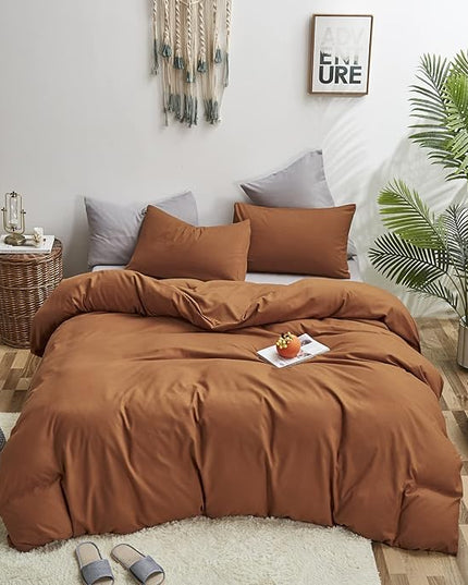 Comforter Set, Pumpkin Color, Bedding Set for Women Girls, Full 3 PCS, Breathable Soft Bedroom Collection - LeafyLoom