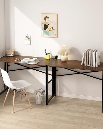 EMODA Folding Computer Desk 40 inch, No Assembly Needed Home Office Table Study Writing Gaming Desk, Mahogany - LeafyLoom