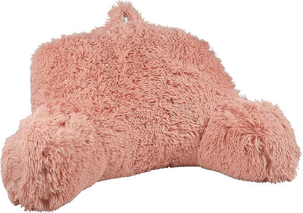 Klear Vu Shaggy Bed Rest Back Support Pillow for Adults, and Kids, Serves as Lumbar and Arm Support while on Bed, Chair, Couch, Sofa and Floor - Large Reading Pillow, 30" x 21", Peach - LeafyLoom