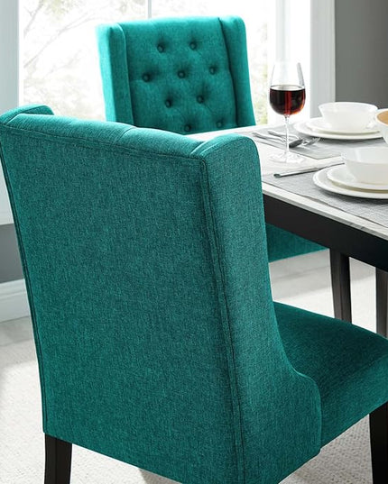 Modway Baronet Button Tufted Fabric, One Dining Chair, Teal - LeafyLoom