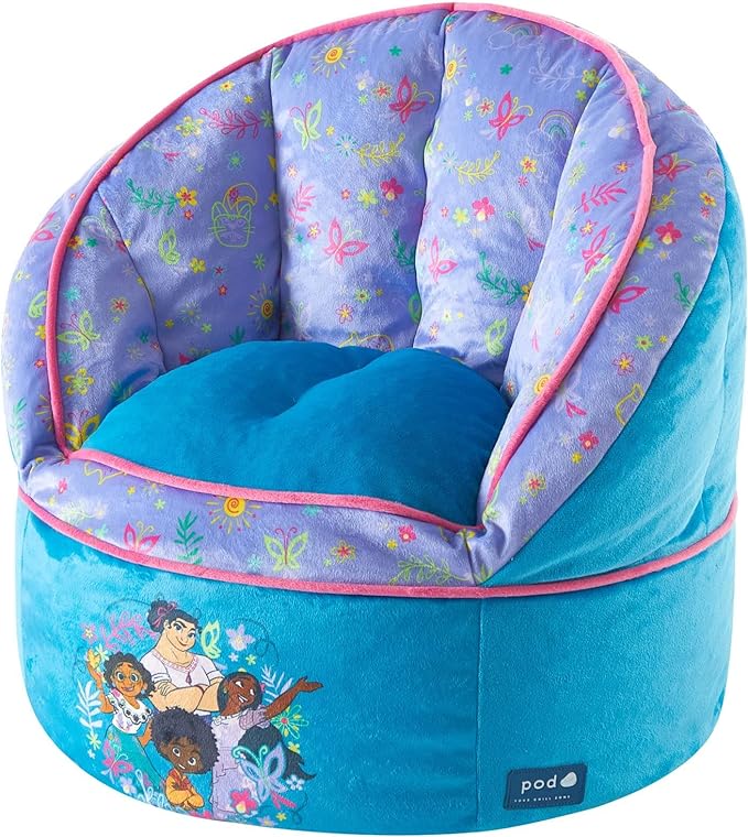 Idea Nuova Disney Encanto Madrigal Family Blue Round Bean Bag Chair for Kids, Ages 3+, Large - LeafyLoom