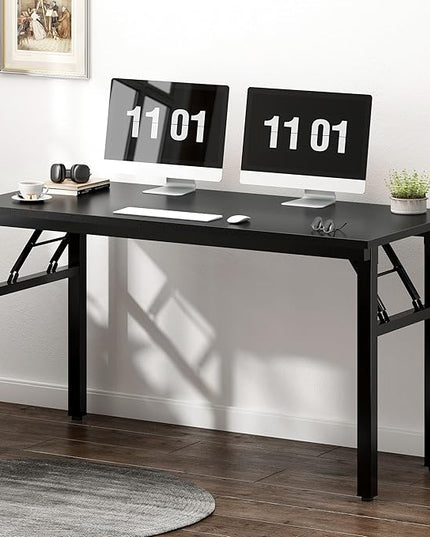 Need Computer Desk Office Desk 47 inches Folding Table with BIFMA Certification Computer Table Workstation No Install Needed, Black Brown - LeafyLoom