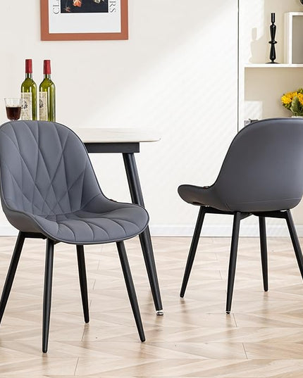 YOUNIKE Dining Chairs Set of 2, GrayishPurple Elegant Kitchen & Dining Room Chairs, Modern Faux Leather Padded Dining Chair, Armless Bedroom Side Chairs Dinner Chairs Dinning Chairs - LeafyLoom