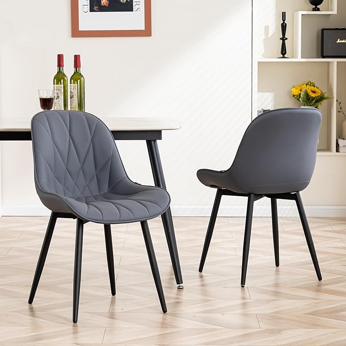 YOUNIKE Dining Chairs Set of 2, GrayishPurple Elegant Kitchen & Dining Room Chairs, Modern Faux Leather Padded Dining Chair, Armless Bedroom Side Chairs Dinner Chairs Dinning Chairs - LeafyLoom