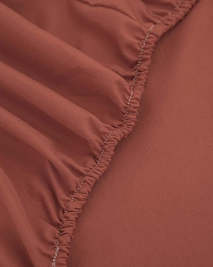 Burnt Orange Comforter Set Queen,Queen Sized Comforter Bedding Set, Burnt Orange Terracotta Bedding Set Queen Size,5 Pcs Lightweight Microfiber Bed Set - LeafyLoom
