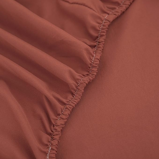 Burnt Orange Comforter Set Queen,Queen Sized Comforter Bedding Set, Burnt Orange Terracotta Bedding Set Queen Size,5 Pcs Lightweight Microfiber Bed Set - LeafyLoom