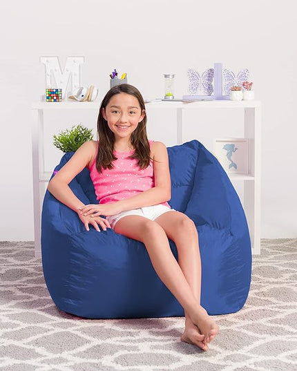 Posh Creations Structured Comfy Seat for Playrooms and Bedrooms, Large Bean Bag Chair, Coronado Chair, Navy - LeafyLoom