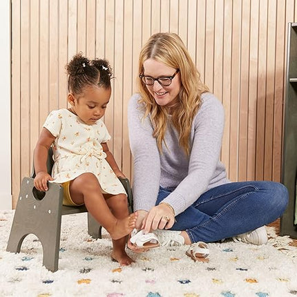 ECR4Kids Stackable Wooden Toddler Chair, 8in, Kids Furniture, Grey Wash, 2-Pack - LeafyLoom