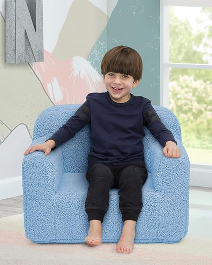 Delta Children Cozee Sherpa Chair, Powder Blue - LeafyLoom