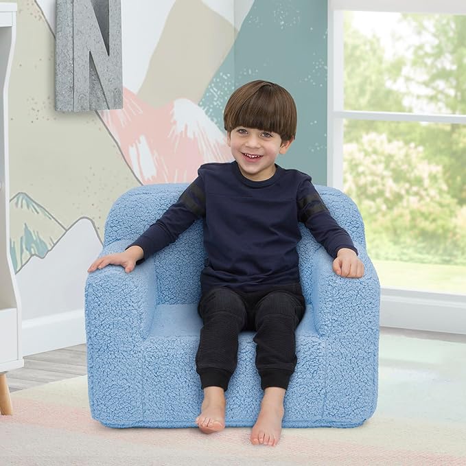 Delta Children Cozee Sherpa Chair, Powder Blue - LeafyLoom