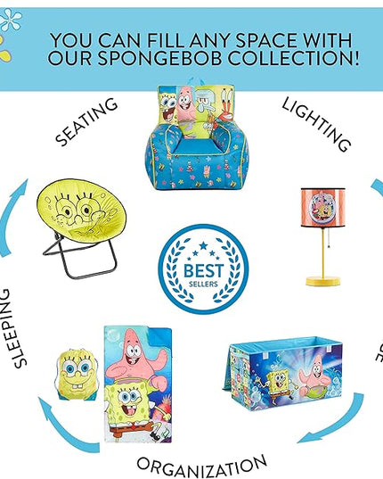Idea Nuova Nickelodeon Spongebob Squarepants Toddler Nylon Bean Bag Chair with Piping & Top Carry Handle Large - LeafyLoom