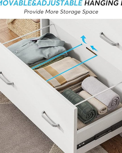 Lateral File Cabinet with 2 Drawers, 31.5 Inches Large Filing Cabinet for Hanging Letter/Legal/F4/A4 Size Files with Lock, Home Office, White - LeafyLoom