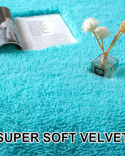 Merelax Soft Shaggy Rug for Kids Bedroom, Oval 2.6'x5.3' Teal Plush Fluffy Carpets for Living Room, Furry Carpet for Teen Girls Room, Anti-skid Fuzzy Comfy Rug for Nursery Decor Cute Baby Play Mat - LeafyLoom