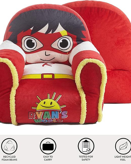 Idea Nuova Ryan's World Plush Bean Bag Chair with Sherpa Trim Red - LeafyLoom