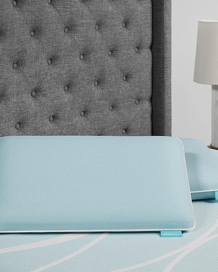TEMPUR-ProForm + Cooling ProLo Pillow, Memory Foam, Queen, 5-Year Limited Warranty,Blue - LeafyLoom