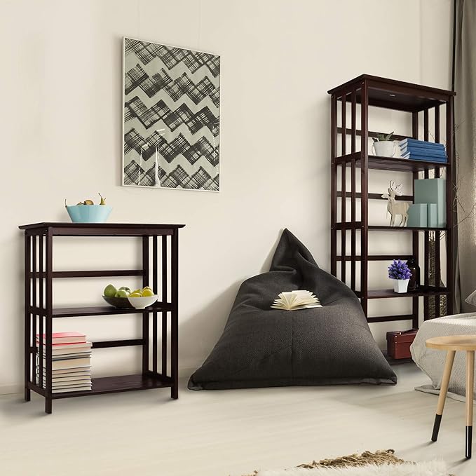 Casual Home Mission Style 3-Shelf Bookcase, Espresso - LeafyLoom