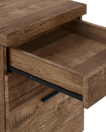 Monarch Specialties 7400, Rolling Mobile, Storage, Printer Stand, Office, Work, Laminate, Brown, Contemporary, Modern Filing Cabinet-3 Drawer Reclaimed Wood/Castors, 18.25" L x 17.75" W x 25.25" H - LeafyLoom