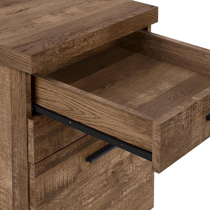 Monarch Specialties 7400, Rolling Mobile, Storage, Printer Stand, Office, Work, Laminate, Brown, Contemporary, Modern Filing Cabinet-3 Drawer Reclaimed Wood/Castors, 18.25" L x 17.75" W x 25.25" H - LeafyLoom