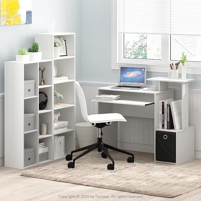 Furinno Luder Bookcase / Book / Storage , 7-Cube, White - LeafyLoom
