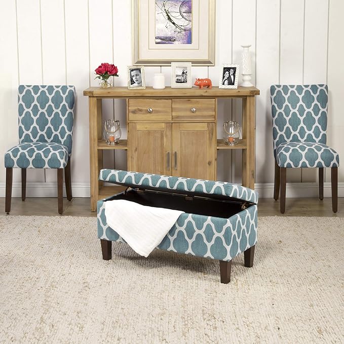 HomePop Parsons Classic Upholstered Accent Dining Chair, Set of 2, Teal and Cream Geometric - LeafyLoom
