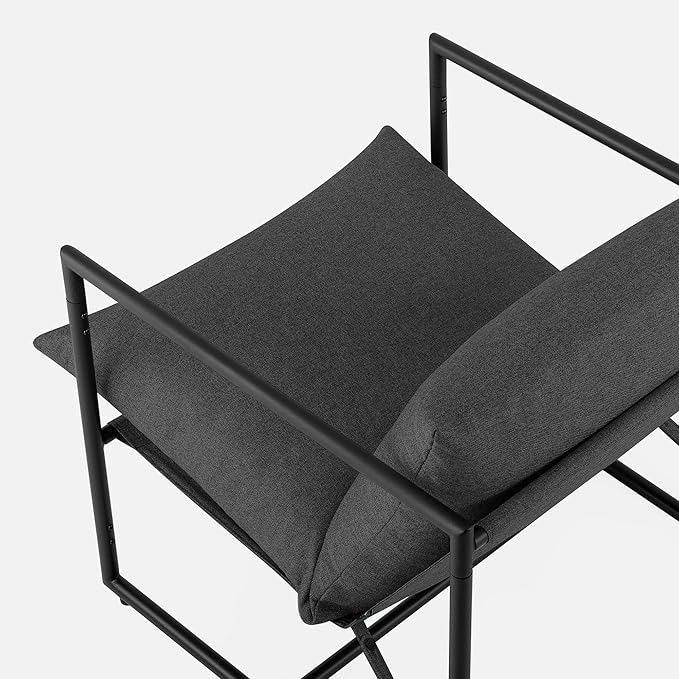 ZINUS Aidan Sling Accent Chair / Metal Framed Armchair with Shredded Foam Cushioning, Dark Grey - LeafyLoom