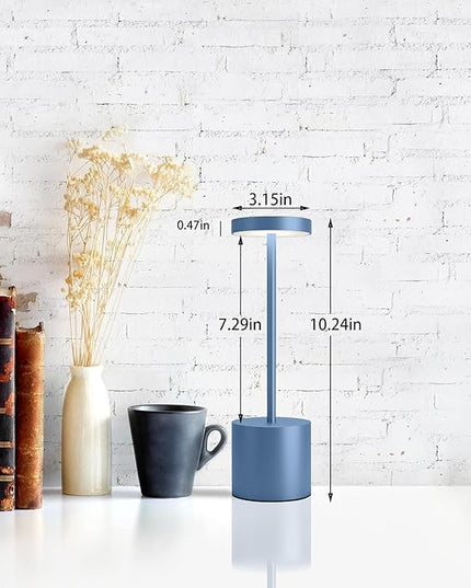 Cordless Table Lamps Set of 2, 5000mAh Rechargeable Battery Powered Lamp, 3 Color Stepless Dimmable LED Table Lamp, Portable Table Light for Outdoor/Indoor/Restaurant/Home. (Blue) - LeafyLoom