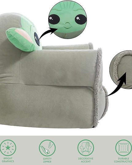 Idea Nuova Figural Mink with Sherpa Trim Bean Bag Chair for Toddlers and Kids, Star Wars Grogu - LeafyLoom
