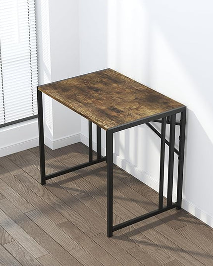 32 inch Small Folding Computer Desk, Writing Gaming Computer Desk for Small Spaces, No Assembly Required Home Office Desk, Rustic Brown - LeafyLoom